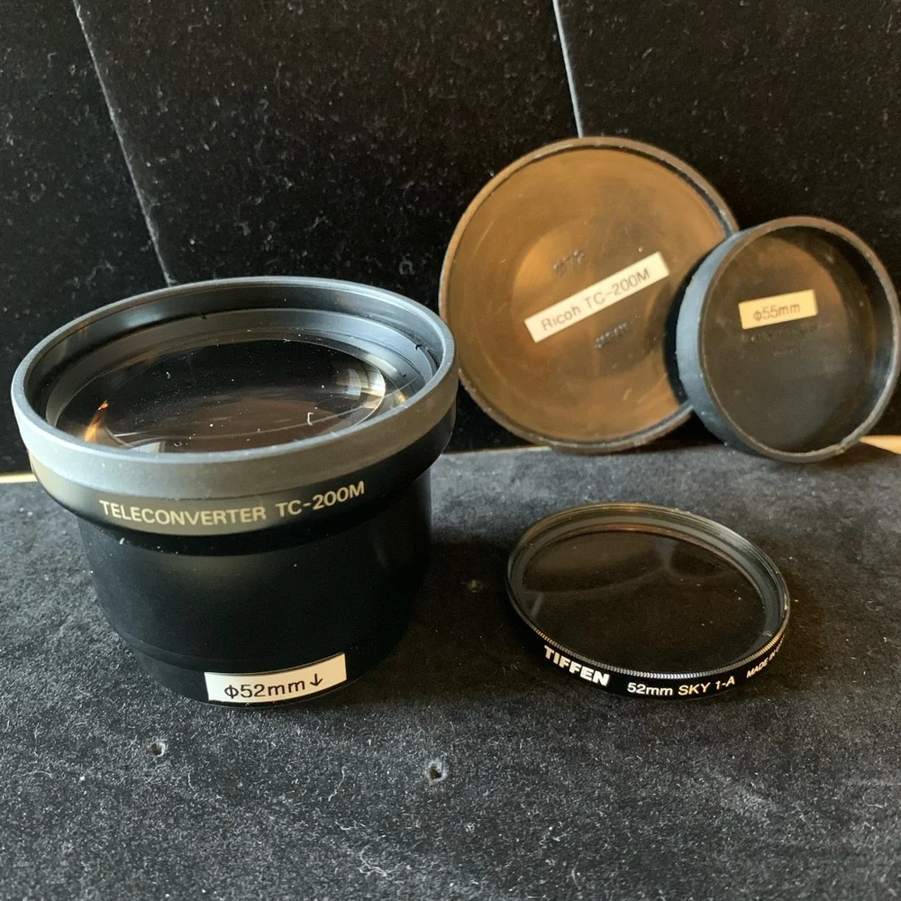 Ricoh Teleconverter TC 200m 52 mm & Tiffen Filter 52 mm Sky 1A Lens with case